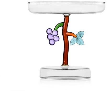 Ichendorf Milano Alzata Uva, Collezione Fruits&Flowers, D 15 cm, Vetro Borosilicato, Fatto a Mano