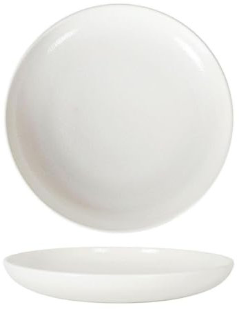 Service d'assiettes rondes de 12 pièces creuses et empilables EMILY, plat à soupe, pâtes et salades en porcelaine blanche - Dimension: 32 x 5,5 cm