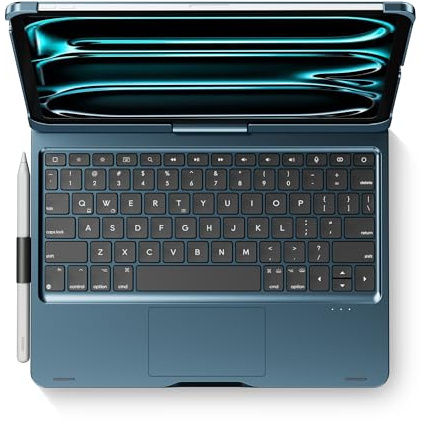 edaiser Funda giratoria con teclado para Apple iPad Pro de 11 pulgadas M5 2025 y M4 2024; cubierta giratoria de 360° con soporte para lápices, trackpad multitáctil, retroiluminación RGB A3357A3358