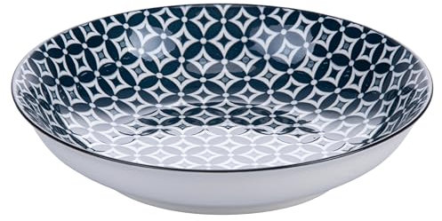 Lot de 6 assiettes creuses en grès, décor géométrique, Confusion