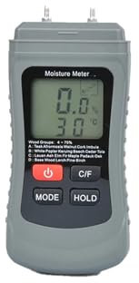 Misuratore di umidità del legno digitale a due pin, tester di umidità del legno, igrometro, rilevatore di umidità del legname, termometro con display LCD Misurazione precisa e accurata