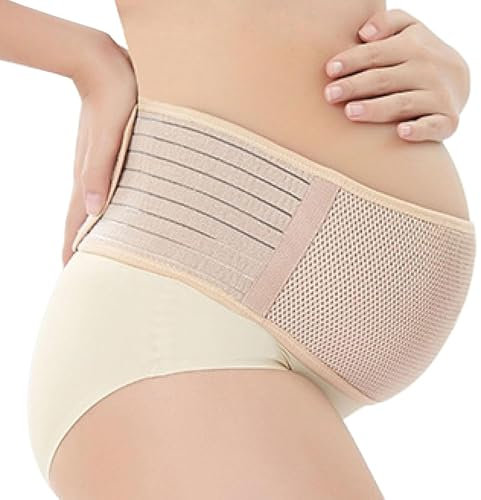 Rynvarl Ceinture de grossesse avec soutien abdominal et lombaire – Ceinture maternité réglable pour femmes enceintes – Confort pour le quotidien, la conduite, la récupération post-partum,Teint