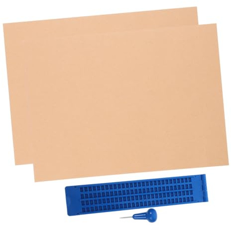 Tavoletta Braille in Plastica Blu con Stilo, 27 Righe, Set Completo | Strumento per Scrivere in Braille, Leggero e Robusto, Non Si Deforma, 1 Pezzo