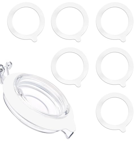 6 Pcs Silicone Canning Jar Gaskets, 3.74in Silicone Airtight Seals Leakproof Replacement Seal Rings for Mason Regular Mouth Glass Canning Jar(White)