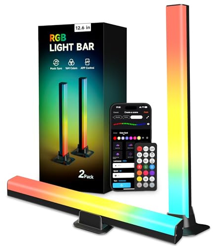 Smart LED Light Bars, RGB Light Bar 16 Million Colors, Smart Light Bars with Three Control Mode, 400 Lumen, Cool & Warm Light, 24 Dynamic Modes, Music Sync Modes for PC, TV, Room Decoration, 32CM