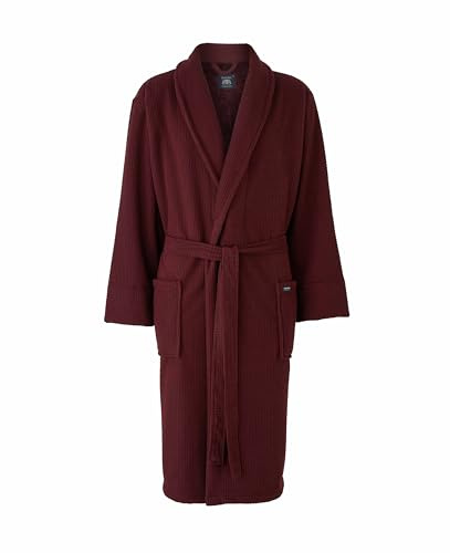 THE SAVILE ROW COMPANY LONDON Vestaglia da uomo, leggera, super morbida, in pile a nido d'ape, Borgogna, XXL