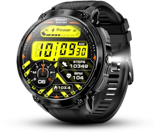 ALPHAGEAR Bravo XL 2 Smartwatch for iPhone & Android, Answer/Make Call, 24/7 Wellness Tracker, 1.75 AMOLED Screen, 10-12 Days Battery, with LED Flashlight (2X Screen Protector)