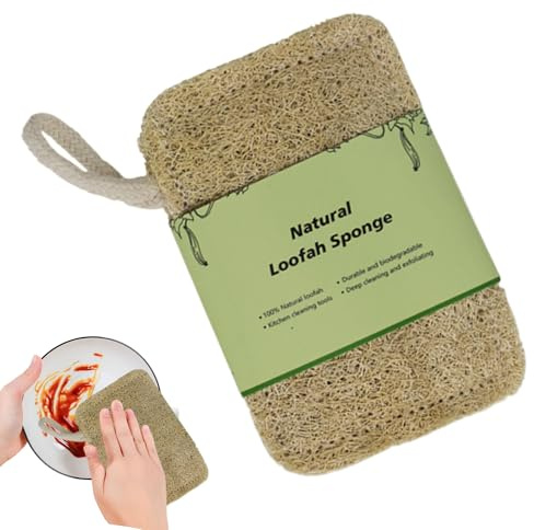 Éponge Vaisselle Luffa | Éponge Vaisselle et Récureur Cuisine,Pad Réutilisable pour Récurer Casseroles Poêles Plaques de Cuisson et Évier