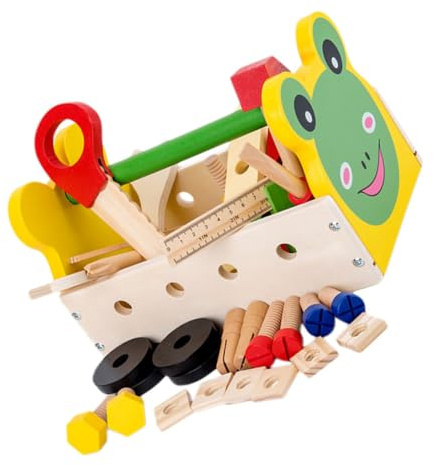 Gatuida Boîte à Outils Bois pour Garçon Fille Multifonction Éducatif Set Portable pour Garçons et Filles Activités Manuelles et Apprentissage des Outils Bois
