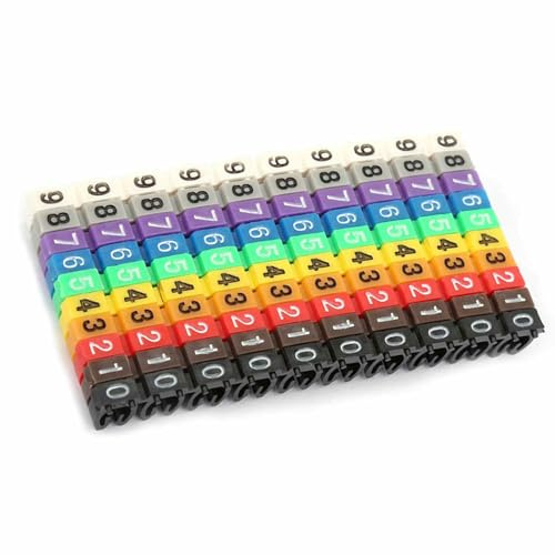 Generic Marcacavi Colorati con Morsetto per Cavi Organizzazione Efficiente per L'etichettatura dei Cavi Tubi Marcacavi per di Rete da 2,5 mm² 2 Scatole di Tubi per Numeri di Filo