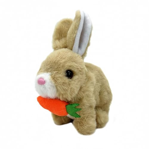 Hopping Rabbit with Sounds and Movements Interactive Electronic Pet Animated Walking Wiggle Ears Twitch Nose Realistic Bunny Toy for Kids Girls Boys Easter Birthday Gift