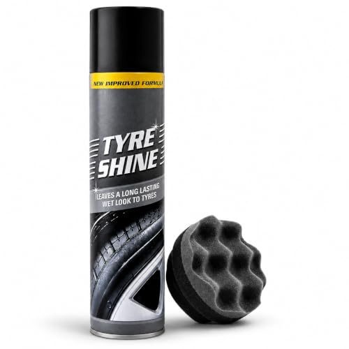Tyre Shine Spray 500ml & Tyre Dressing Applicator Kit – Restore Deep Black Tyre Shine with Showroom Wet Look – Ultra-High Gloss Finish – Easy Application Tyre Dressing – All Car Tyre Types