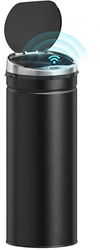 HOMCOM 50L Sensor Bin with Quiet Soft-Close Lid Kitchen Home Office Black | Automatic Touchless Motion Sensor Rubbish Bin, Fingerprint Resistant Stainless Steel, Hygienic Use