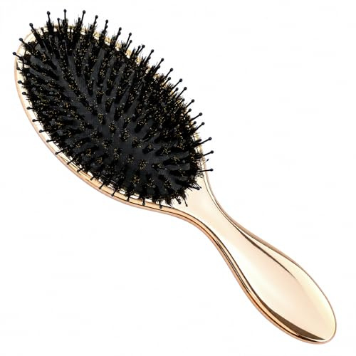 1 spazzola per capelli antistatica, con setole dorate, per capelli bagnati e asciutti, riduce la rottura, spazzola per estensione dei capelli a pagaia, spazzola massaggiante per cuoio capelluto con