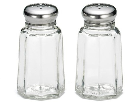 30ml Salt & Pepper Shakers Panelled Glass with Stainless Steel Top (Set of 2)