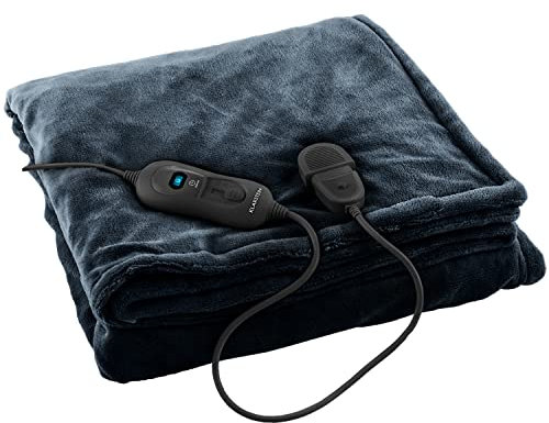 Klarstein Couverture Chauffante 2 Places électrique XL 180x130 cm, Plaid Chauffant, Couette Lavable Machine 120W, 3 Températures, Minuterie 3H, Surmatelas Chauffant Electrique Sans Fil Canapé et Lit