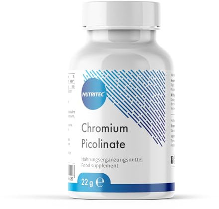 Nutritec Chromium Picolinate, 180 Tabletten, hochdosiert mit 200 mcg Chrom pro Tablette, Chrompicolinat, vegan