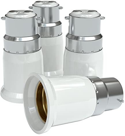 EAZY CASE 4X Lampensockel Adapter - Konverter Y-Form für B22 Fassung auf E27 Lampenadapter für LED- / Halogen- und Energiesparlampen Sockeladapter, Weiß