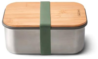 BLACK + BLUM - Boîte à Sandwich avec Couvercle Bambou et Silicone - Design Élégant, Conception Écologique et Durable pour Repas Sains - Vert Olive - Taille L