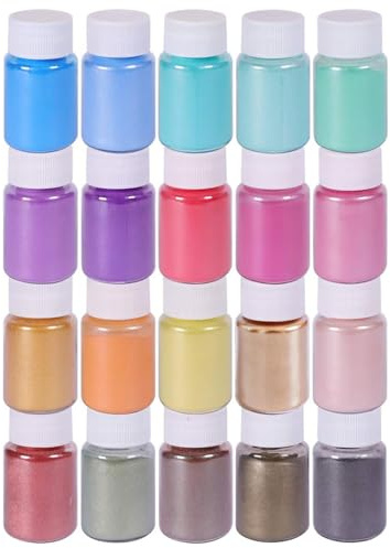 DEWEL Pigmenti per resina epossidica 20 colori x 10 g, colorante per sapone in polvere di mica, bombe da bagno, produzione di slime, trucco, unghie, per feste di Natale di Halloween