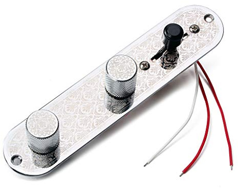 Alnicov Fully Loaded Control Plate Pre-Wired 3-Way Control Plate With Wiring Harness For Fender Tele Telecaster Electric Guitar,Chrome