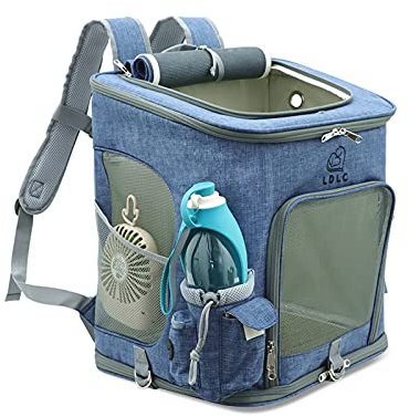 PETCUTE Hunderucksack,Faltbarer Katzenrucksack für Katzen und Hunde mit Abnehmbare Matte,Atmungsaktive Haustier Rucksack mit Verstellbare gepolsterte Riemen,Aufbewahrungstasche für Draussen Reisen