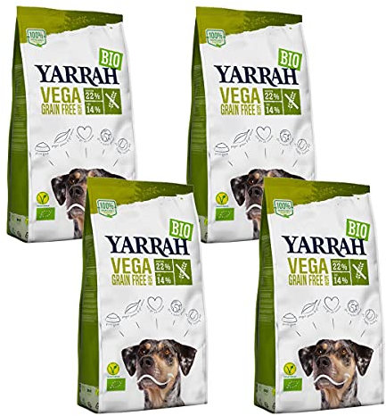 Yarrah - Trockenfutter getreidefrei vegetarisch für Hunde Bio - 2 kg - 4er Pack