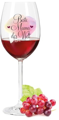 GRAVURZEILE Leonardo Weinglas mit UV-Druck - Beste Mama der Welt - Herzliche Geschenke - für Mama als Geburtstagsgeschenk zum Muttertag - Geeignet als Rotweingläser Weißweingläser - Farbe: Daily UV