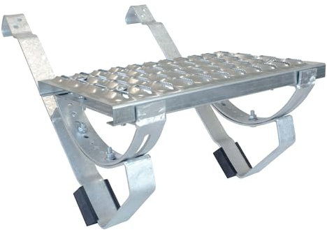 DAPRONA Laufrost Set für gewellte Dachziegel 100cm, Dachtritte für Schornsteinfeger Silber inkl. Montagematerial, TÜV Rheinland zertifiziert
