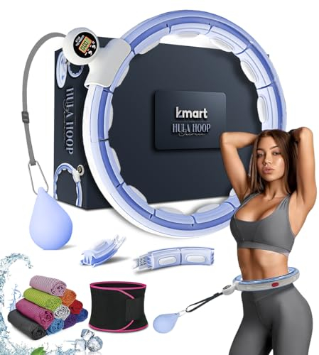 K-MART Smart Weighted Hula Ring Hoops, Hula Circle 28 Abnehmbarer Fitnessring mit 360 Grad Auto-Spinning Ball Massage, Gymnastik, Erwachsene Fitness für Gewichtsverlust (Blau)