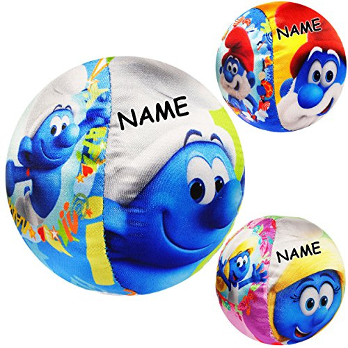 alles-meine.de GmbH Kleiner weicher - bunter Softball/Stoffball - die Schlümpfe/Schlumpf - Schlumpfine & Papaschlumpf - inkl. Name - Ø 11 cm - LEICHT - Babyball/Kinderb..