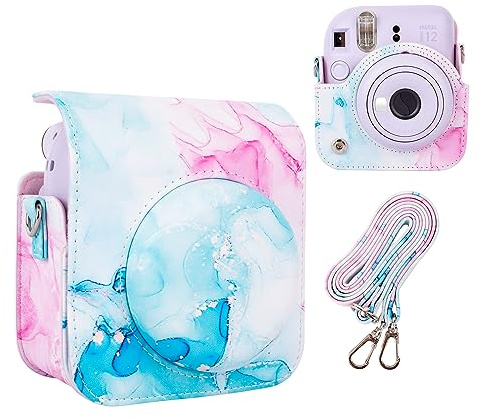 HIYQIN Amazing Color Camera Case Compatible with Fuji film Instax Mini 12 Instant Camera, Polaroid Camera Instax Mini 12 Carry Bag - Fantasy Blue