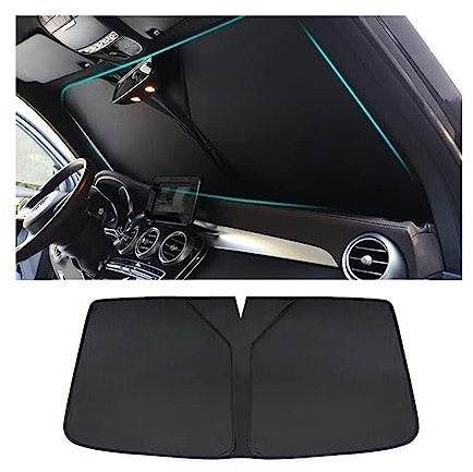 MMUNNA Auto Windschutzscheiben Sonnenschutz für V-W Multivan T6, Abdeckung Faltbare Frontscheibe Sonnenblende UV-Schutz Schutz Fahrzeuginnenraum Zubehör,A/Black