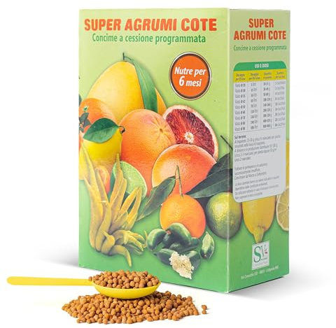 SAVINI VIVAI Concime Agrumi Super Cote Fertilizzante per Tutte le Piante per Abbondante Produzione Come Limoni Mandarini Arance in Vaso e Pieno Terra Made Italy (SUPER AGRUMI COTE 500 GR)
