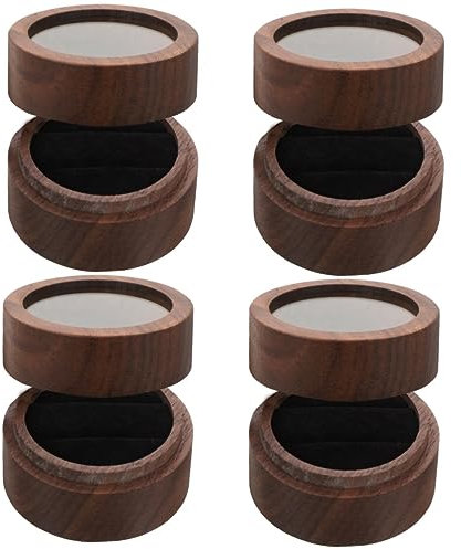 ABOOFAN 4stücke Hochwertiger Holzkasten Für Ringe Dekorative Schmuckbox Mit Sichtfenster Für Verlobungen Hochzeiten Und Besondere Anlässe Kompakte Und Leichte Aufbewahrungslösung Für