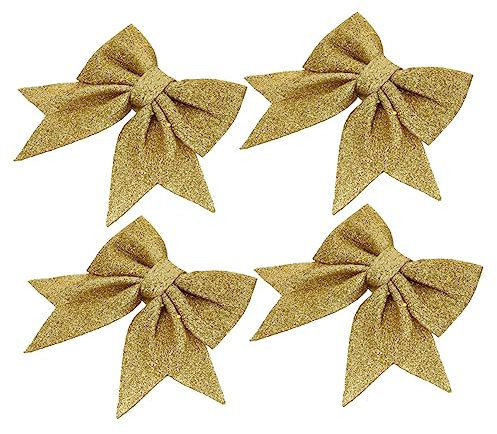 TOVINANNA 12 STK Weihnachtsgoldschmetterling Weihnachtsglitzer Bowknot Weihnachtsbaumdekoration Weihnachtsbaum Schleife Weihnachtsbaumschleifen Kleine Schleifen Weihnachten Goldpulver