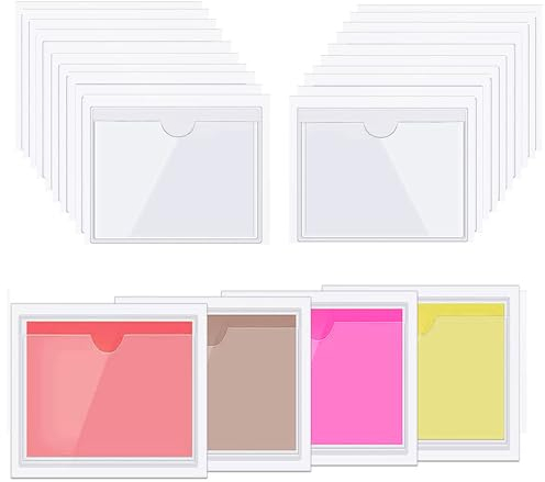 70 Stück Selbstklebend Visitenkarten Taschen Wasserfest Visitenkartenhüllen Kleben Sichthüllen Transparent Beschriftungsfenster Beschriftungsfenster zum Schutz Ihrer Karten oder(Size:(A6)16 * 11CM)