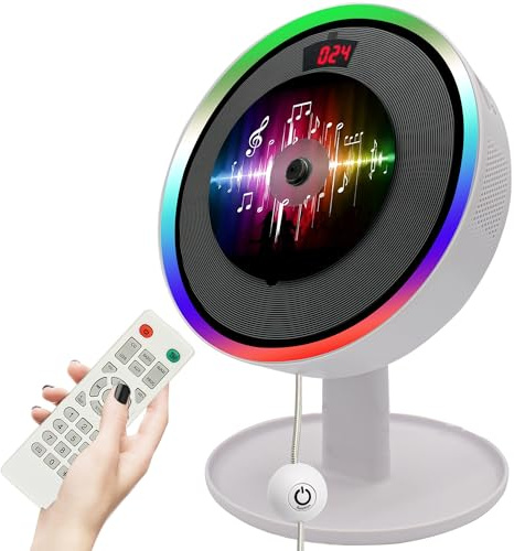 Technical Pro Portable Wall Mounted CD Player w/Bluetooth, LED & USB, Mountable CD Music Player has Built-in HiFi Speakers with Remote Control, FM Radio, Display, Headphone Jack