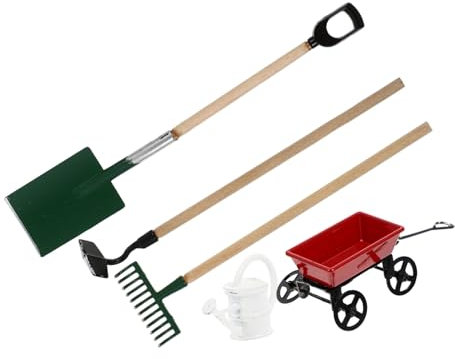 Sosoport 1satz Miniatur Gießkanne Für Puppenhaus Teiliges Gartenwerkzeug Mit Schaufeln Und Wagen Für Mini-szenen Und Kreative Dekoration Für Sammler