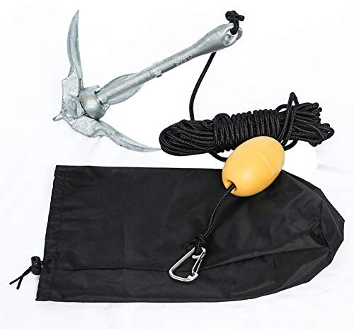 Skinhawk ankare 0,7 kg, förzinkad vikbar ankare med 13 m rivbeständigt ankarkoppel ø 6 mm och ankarboje-kula set