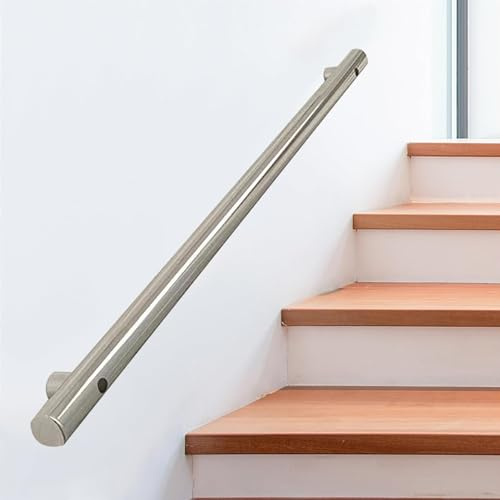 Wandhandlauf 30–600 cm für Treppenstufen, Metall-Treppenhandlauf, Edelstahl-Treppengeländer-Handlauf für Wandmontage im Innen- und Außenbereich, industrielles Geländergeländer, Sicherheitshaltegriff (