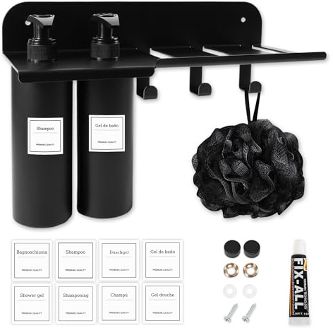 Nuiluma - Dosificador Jabon Baño - Dispensador Jabon Baño - Botes para Gel y Champu - Dispensador Gel y Champu Ducha - Dispensador Jabon Pared - Dispensador Jabon Baño Pared
