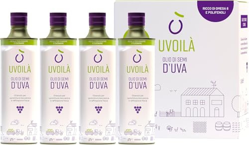 Uvoilà - Olio di Semi di Uva – Ricco di Omega 6 - Antiossidante e Antinfiammatorio – 4 x 75cl – 100% Made in Italy (4)