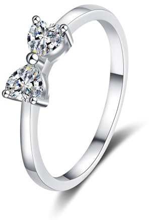 KnSam Diamantring 18K Au750 Weißgold, 0.6ct Labor Erstellt Diamant Freundschaftsringe Klassiker Herz Design, Gold 750 Hochzeitsring Echter Schmuck für Damen, Gr.49 (15.6)