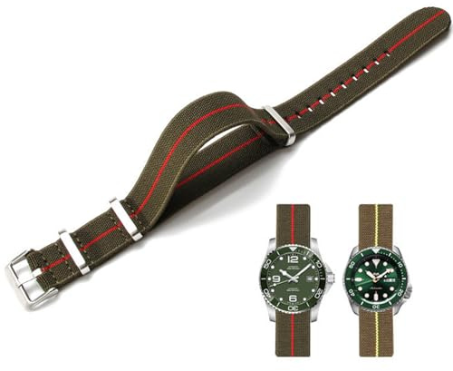 Niziruoup Nylon Elastic Watch Strap Military Parachute Style Watch Band 18mm 20mm 22mm Premium Striped Nylon One-Piece French Paratrooper Watchband Smartwatch Band Replacement Strap for Men Women