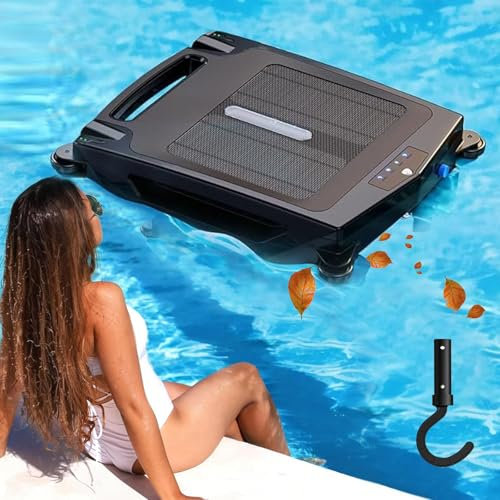 Skimmer Robótico Para Piscinas Con Energía Solar - 2 Opciones De Carga+2 Velocidades+Escape Automático+Giro Automático, Limpiafondos Robótico Inalámbrico Para Piscinas De Hasta 80㎡, Resistencia 18H