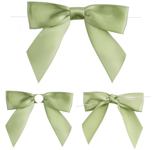G2PLUS 50PCS Fiocchetti Nastro Raso Fiocchetti Nastro Decorazione Verde 8.5CM Fiocchi Per Artigianato Con Filo Di Ferro Per Matrimonio,Decorazione Di Vacanza Imballaggio Regalo