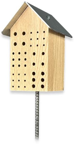 GARTENETAGE Wildbienenhotel mit Metalldach/Naturbelassenes, massives Insektenhaus & Bienenhotel/Nisthilfe & Artenschutz, Größe: L
