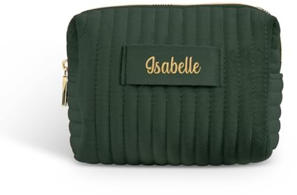 Love Faith personalisierte Samt-Kosmetiktasche - Mit Namen - Grün 17x12 cm | Kuschelig weiche Samt-Kosmetiktasche - Lass deinen Wunschnamen aufdrucken - Tolle Geschenkidee für Frauen