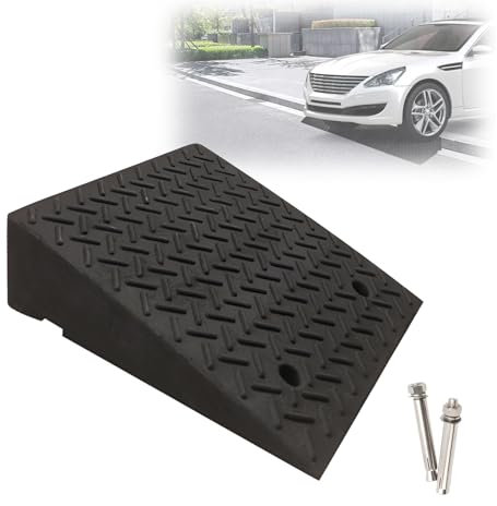 Gummi-Bordsteinrampe für Autos, Schwellenrampe mit 15 cm Steigung, Tragbare Einfahrtsrampen, Auffahrrampe. Geeignet für Autos, Rollstühle, Fahrräder, Motorräder
